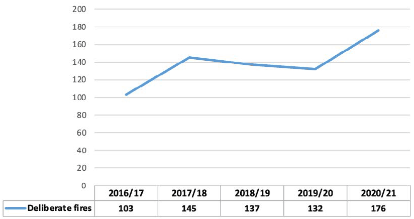 year 2016/17: 103; year 2017/18: 145; year 2018/19: 137; year 2019/20: 132; year 2020/21: 176;