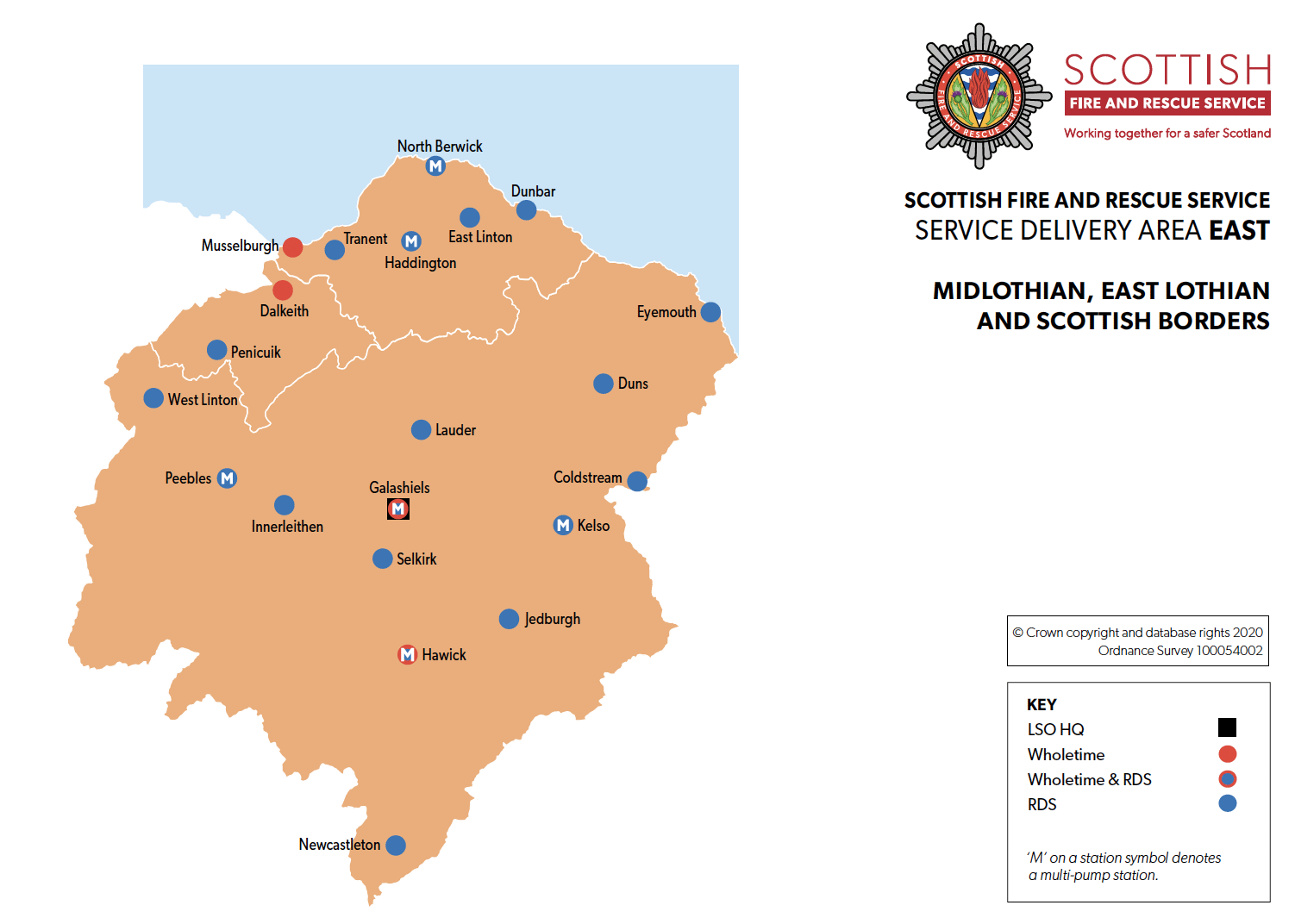 Figure 2 shows the locations of fire stations in the whole LSO area including those within the local authority area of Midlothian.